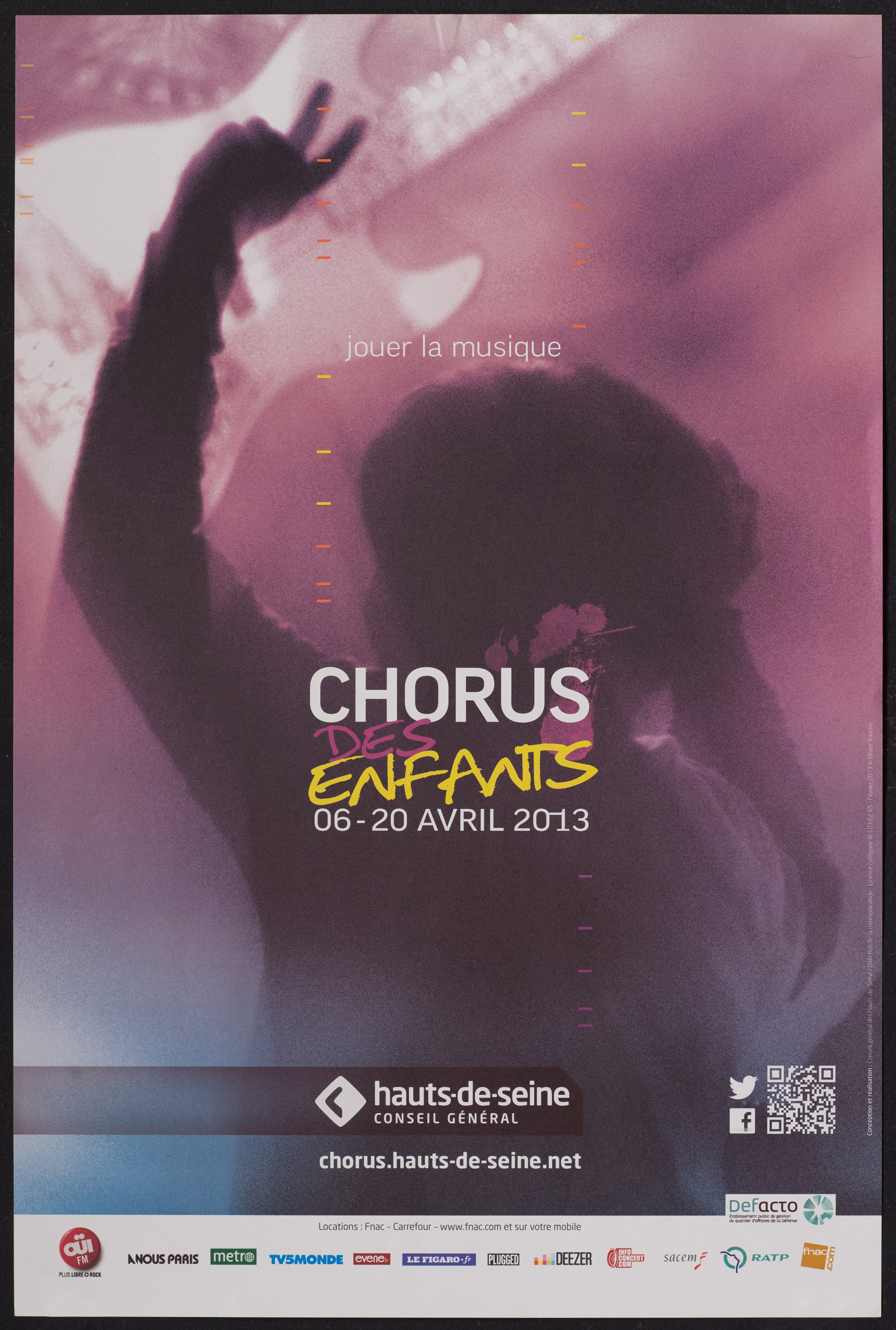 Jouer la musique. Chorus des enfants 6-20 avril 2013 /photo Olivier Ravoire. - CG 92, 2013. - 1 affiche ill. coul., 60 x 40 cm.