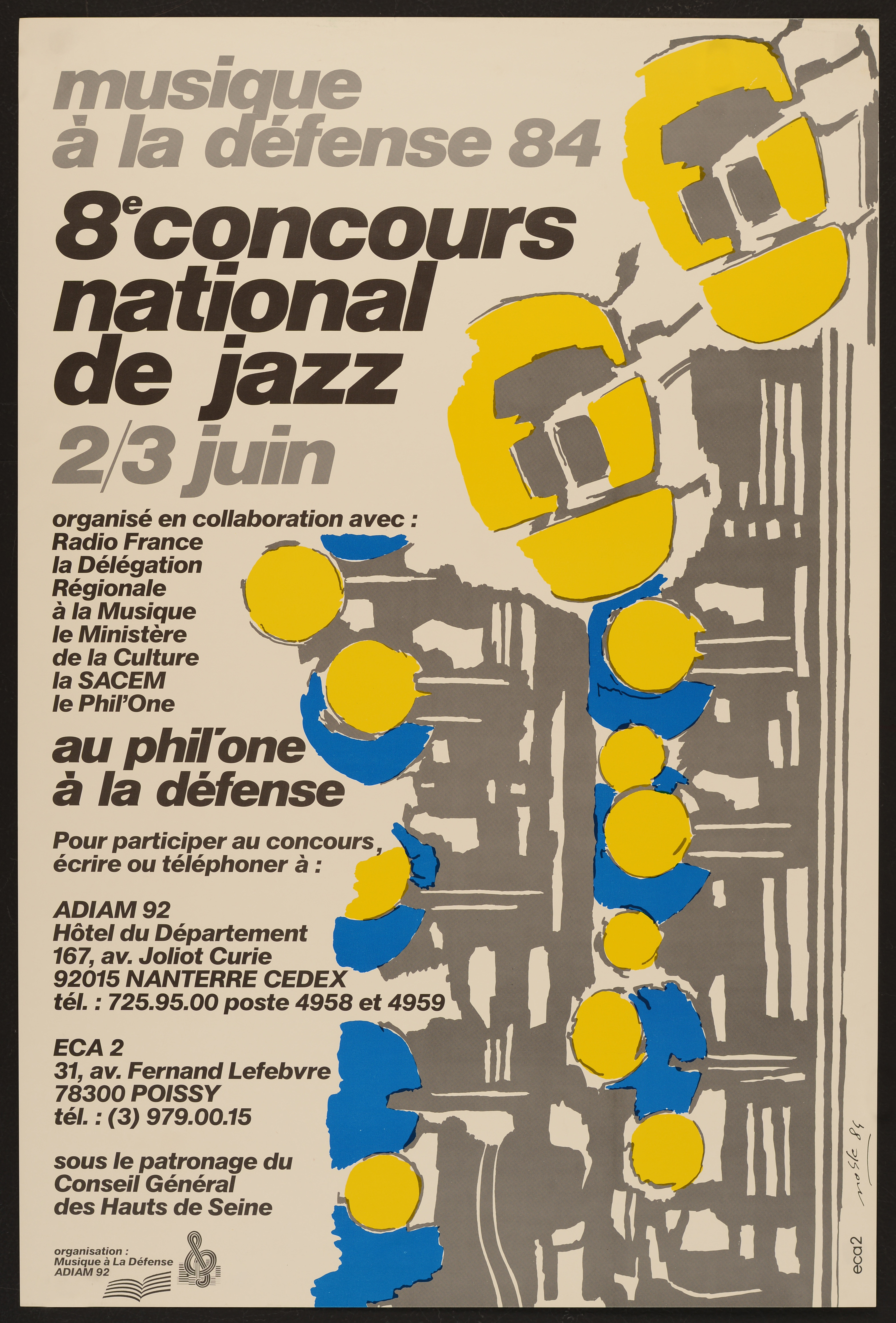 8ème concours national de jazz. 2-3 juin 1984. - Affiche ill. coul. ; 60 x 40 cm.