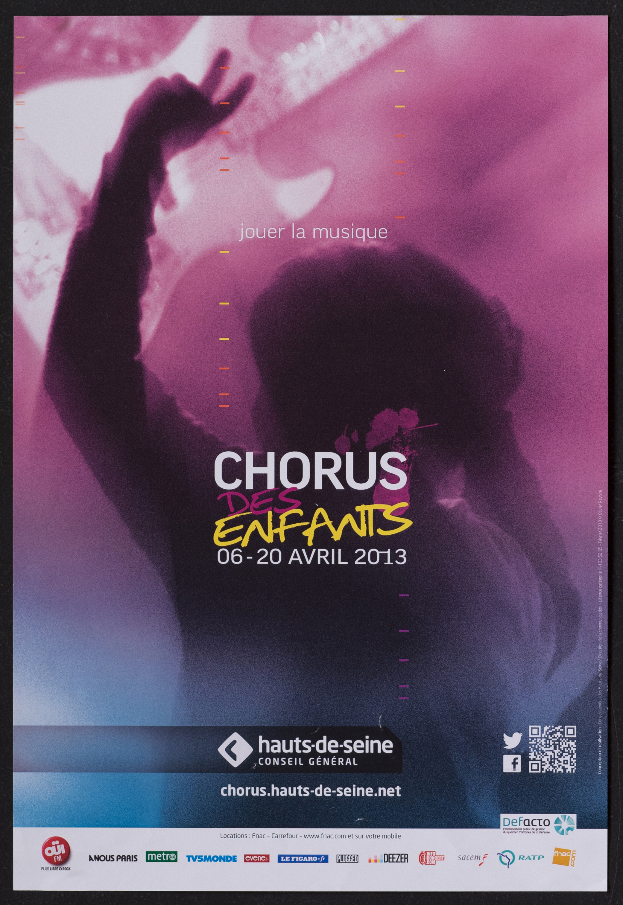 Jouer la musique. Chorus des enfants 6-20 avril 2013 /photo Olivier Ravoire. - CG 92, 2013. - 1 affiche ill. coul., 42 x 29 cm.
