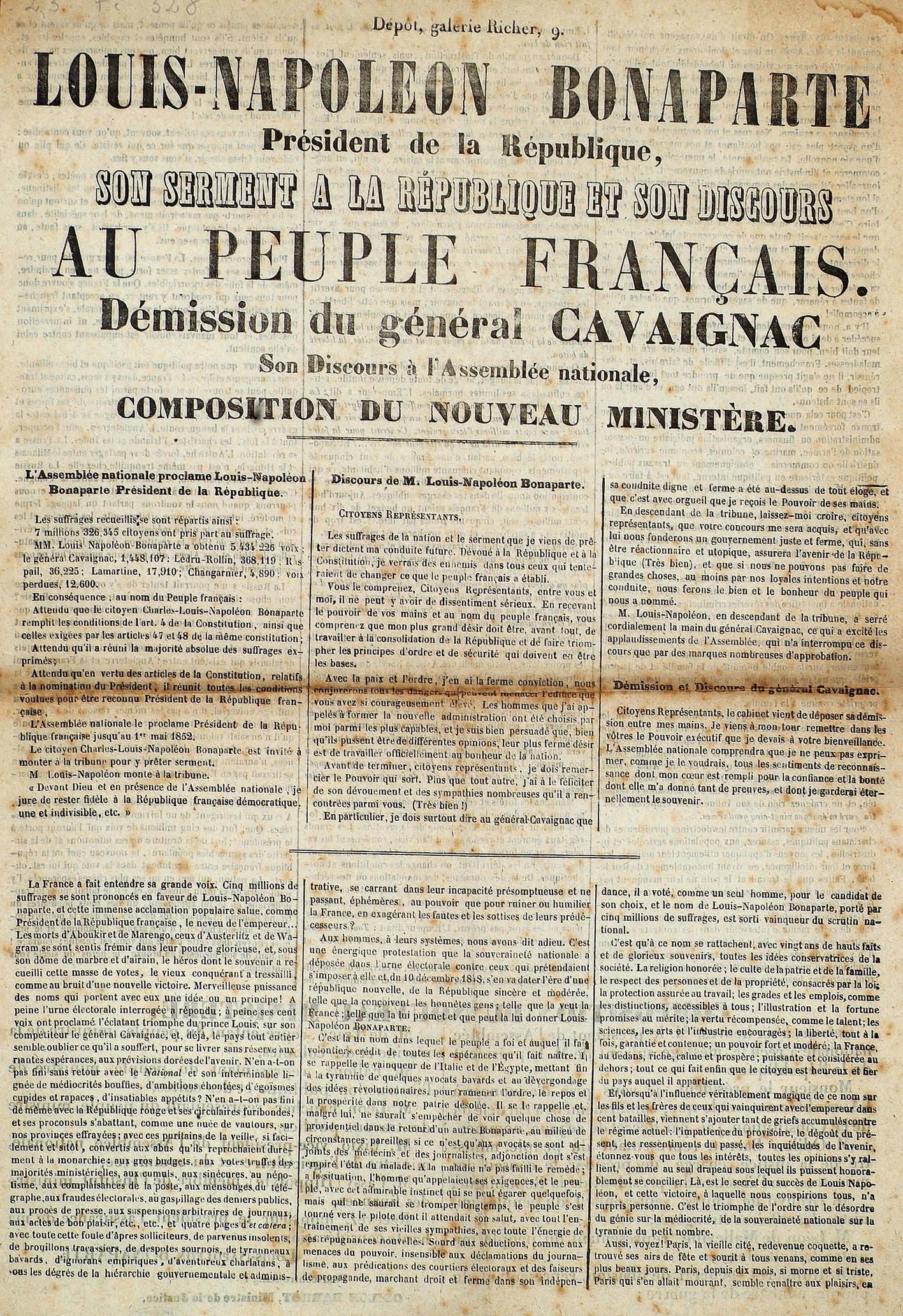 AFFICHE POLITIQUE. DECEMBRE 1848.