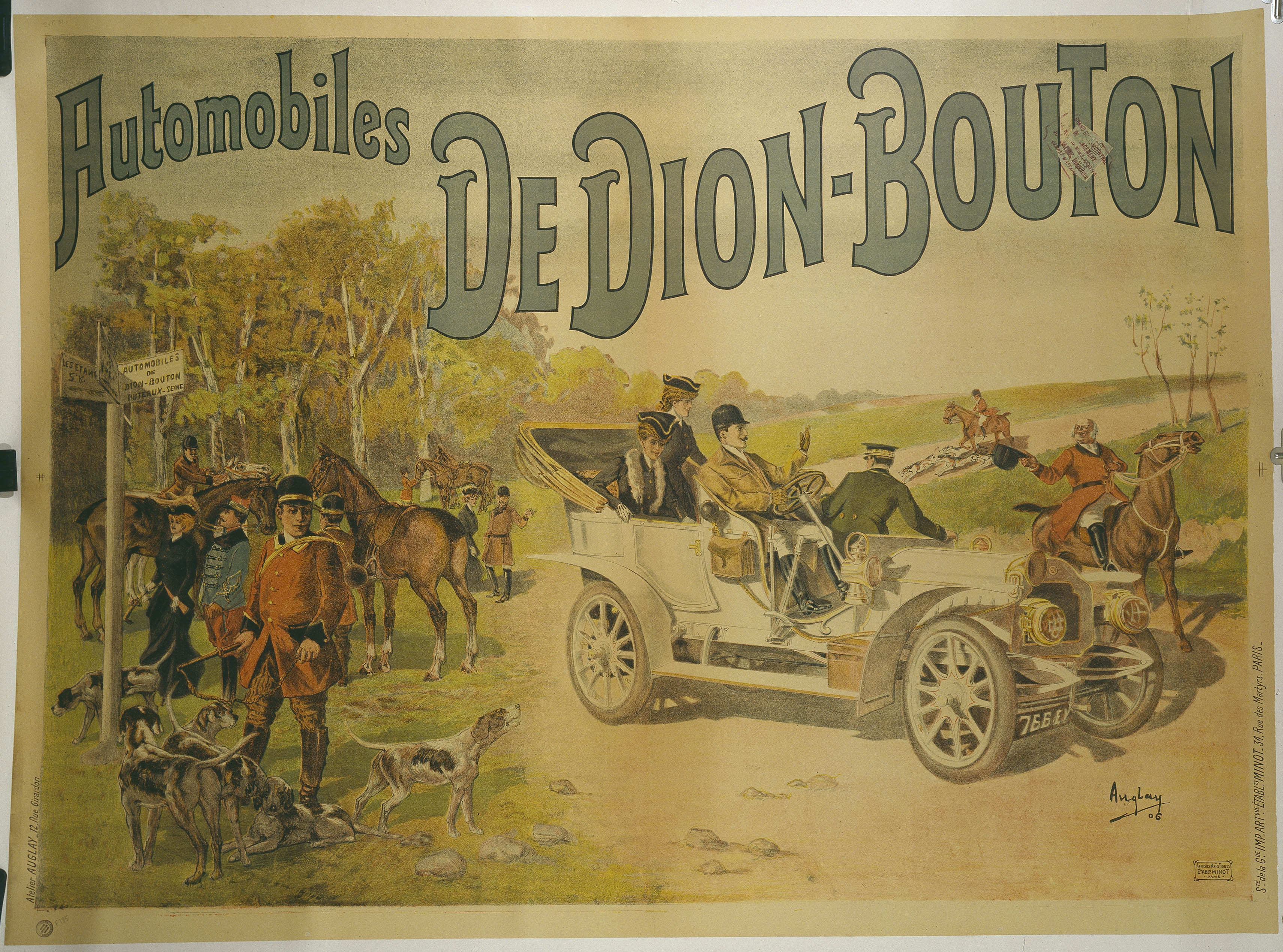 AFFICHE PUB. AUTO. DE DION-BOUTON. PUTEAUX. 1906