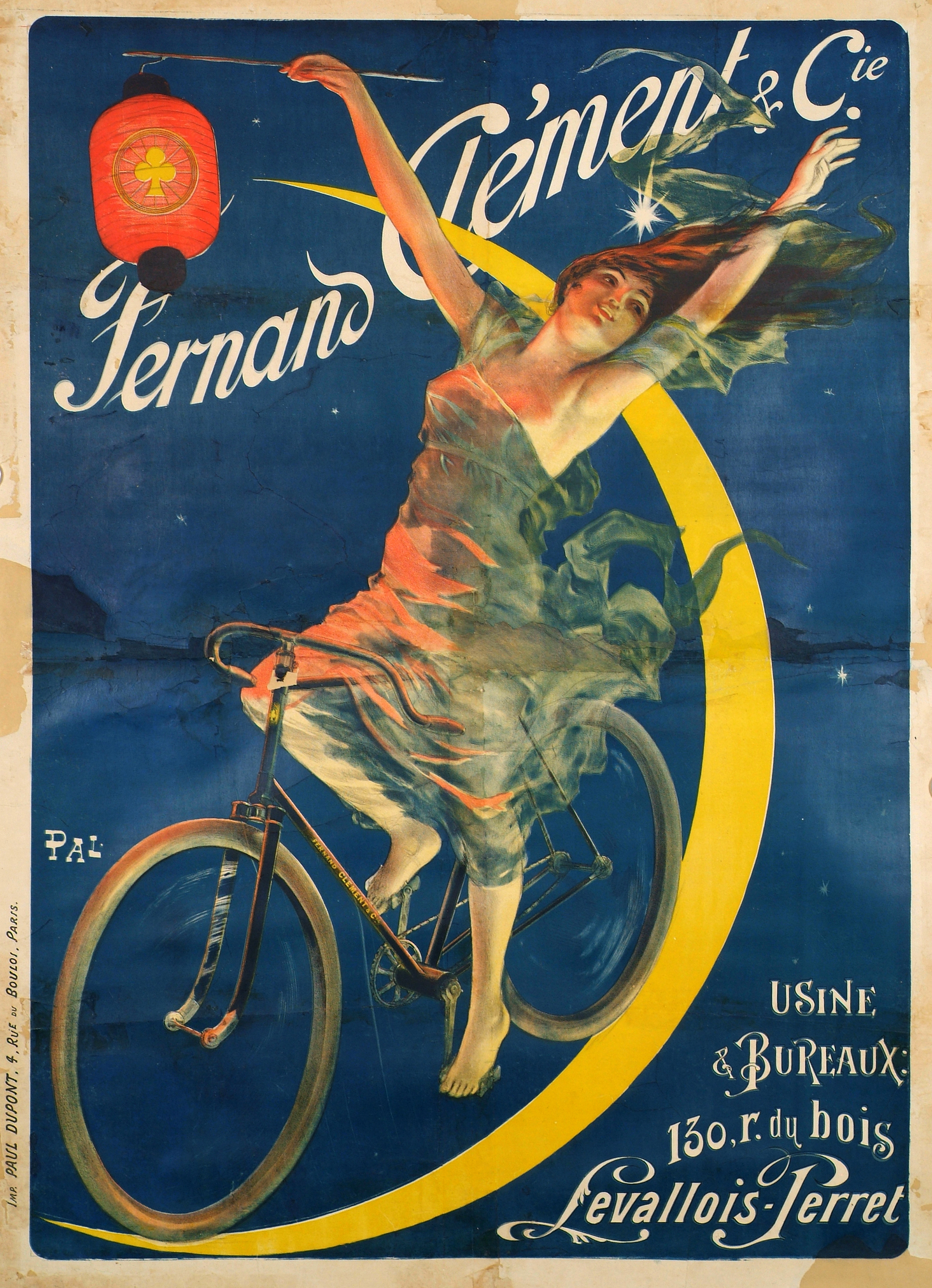 AFFICHE PUB. CYCLE. CLEMENT. LEVALLOIS-PERRET. 1895