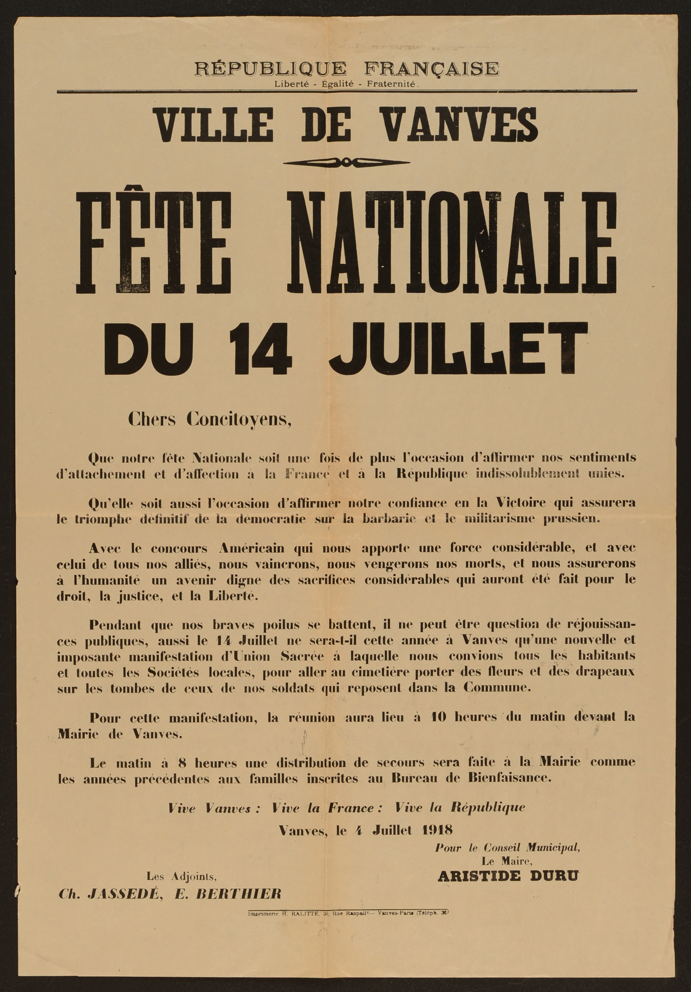 affiche : Fête nationale du 14 juillet