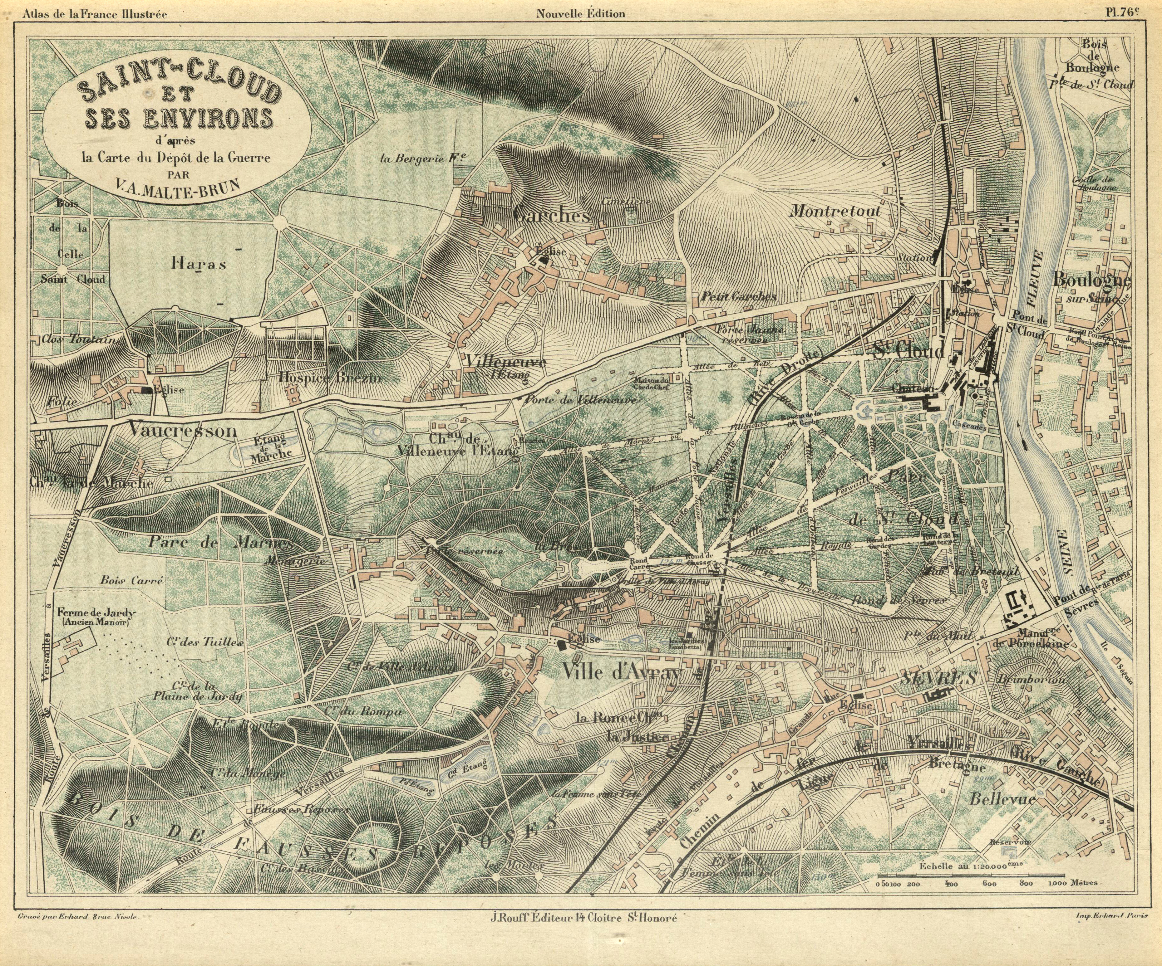 Saint-Cloud et ses environs d'après la carte du Dépôt de la Guerre