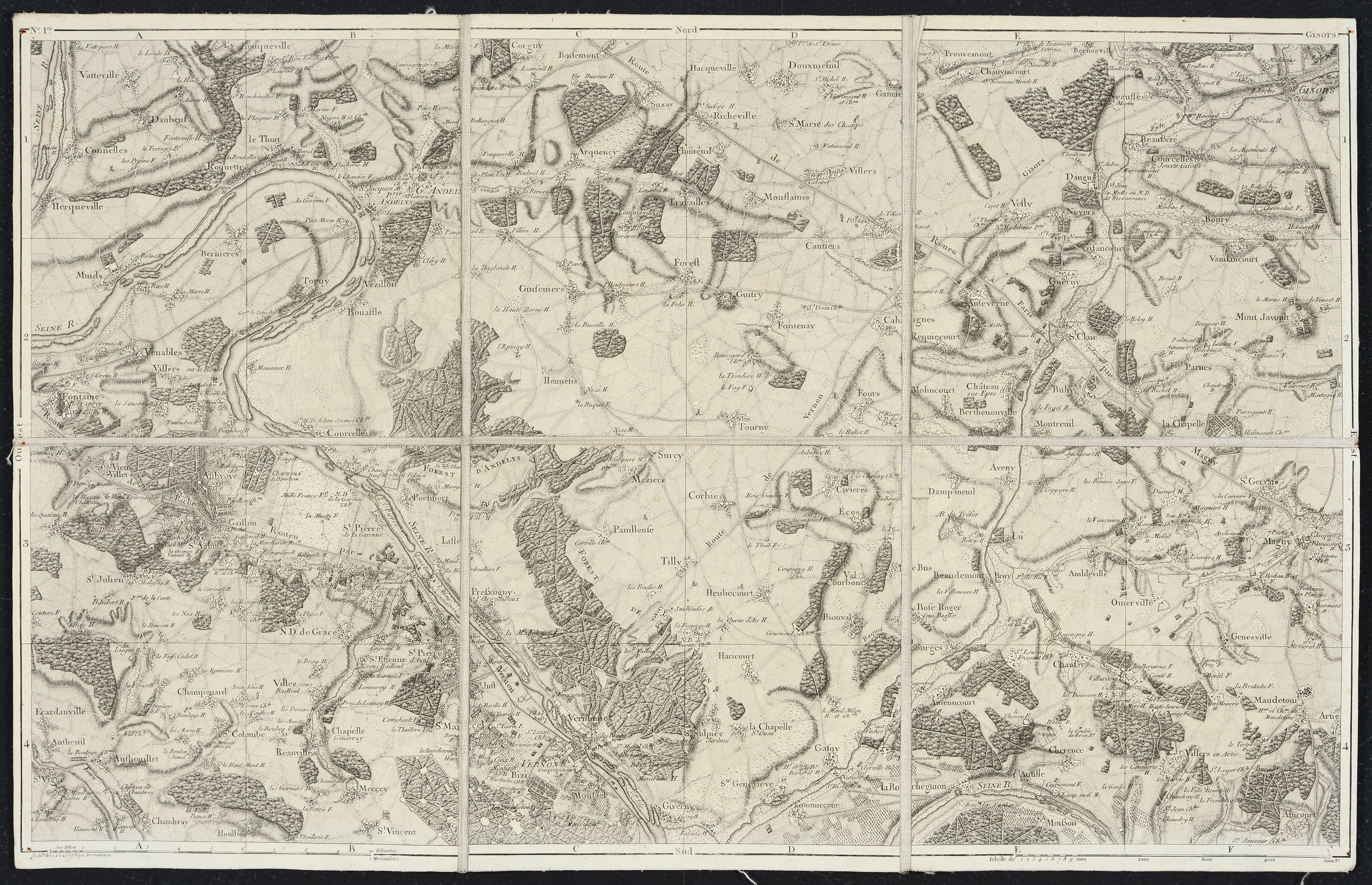 Atlas topographique en XVI feuilles des environs de Paris. 1800.