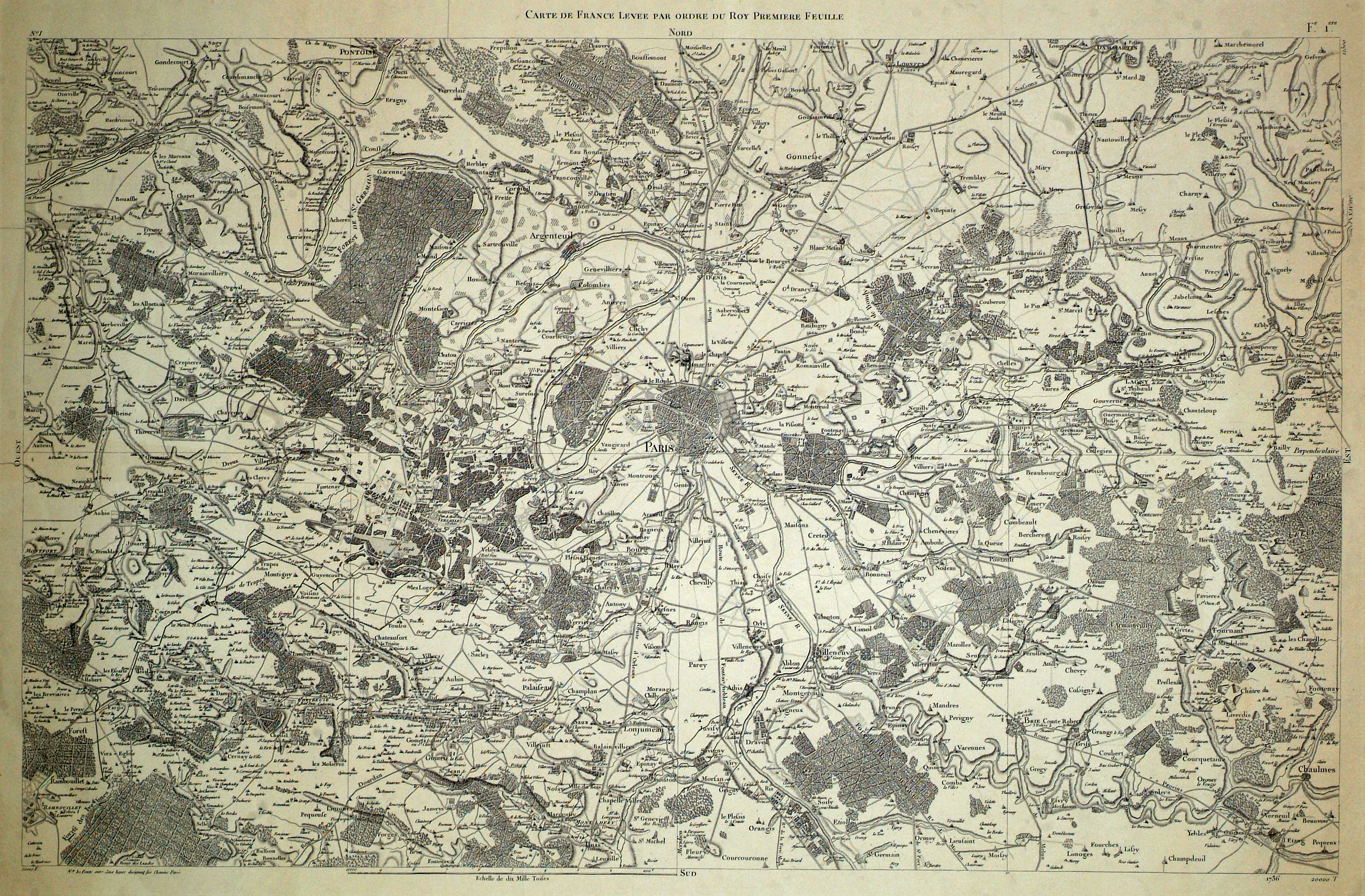 Carte de France levée par ordre du Roy. Première feuille [dite de Cassini de Thury ]. 1736. [i.e. 1756]