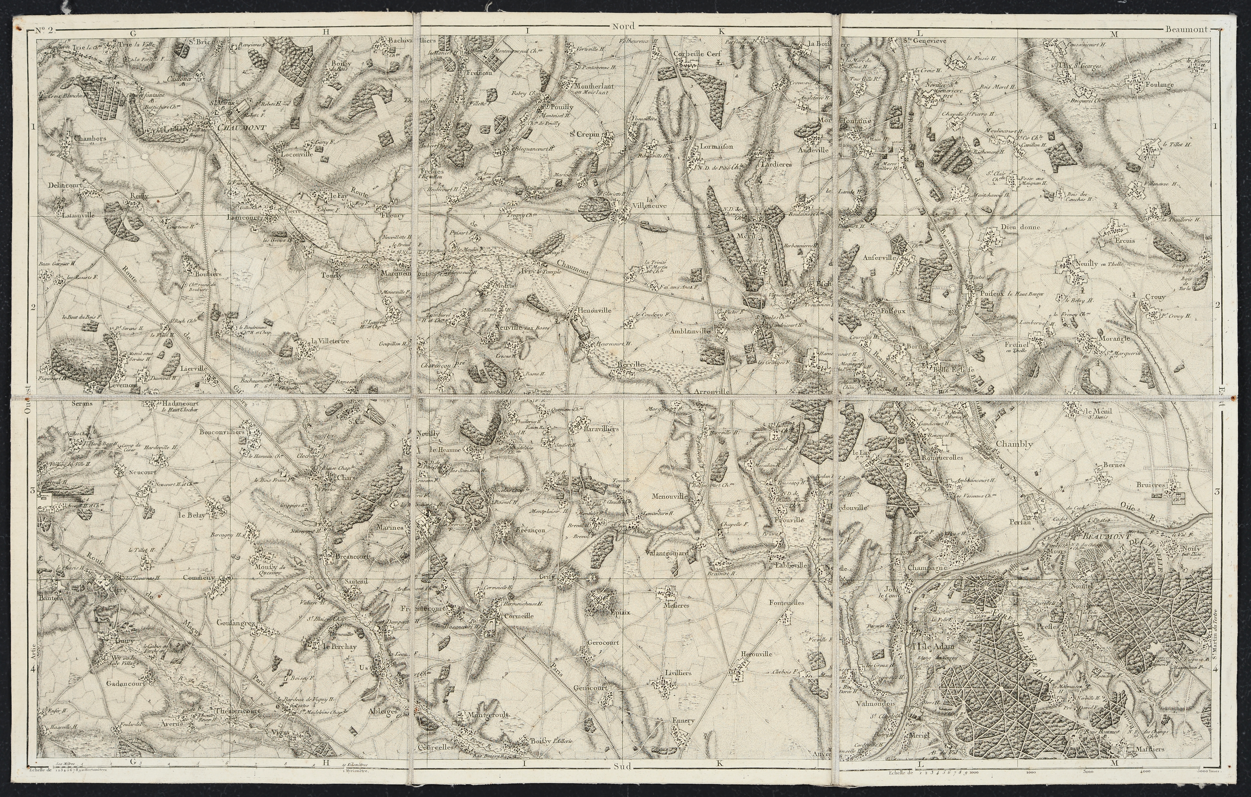 Atlas topographique en XVI feuilles des environs de Paris. 1800.