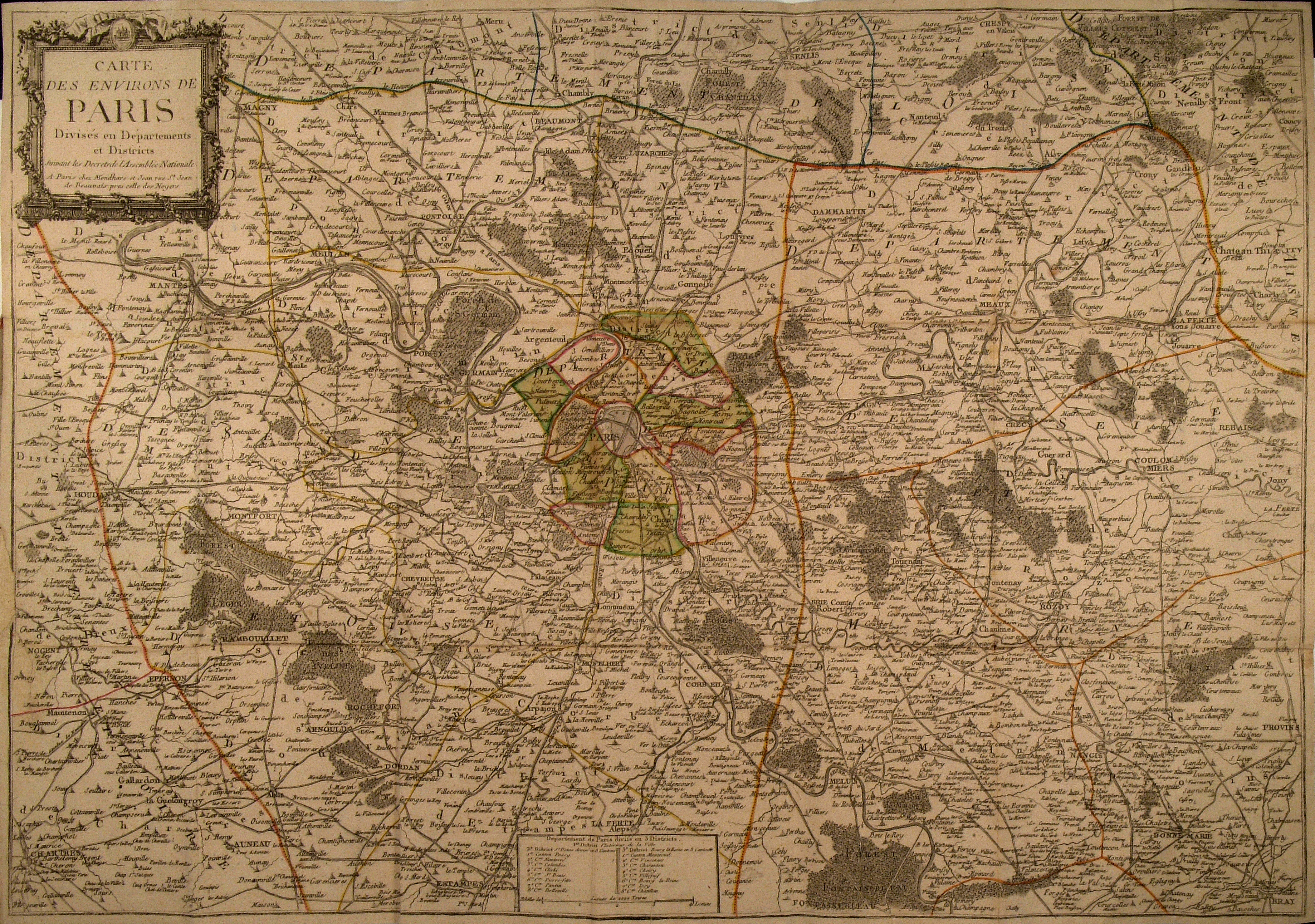 Carte des Environs de Paris Divisés en Départements et Districts suivant les Décrets de l'Assemblée Nationale. [Ca 1792].