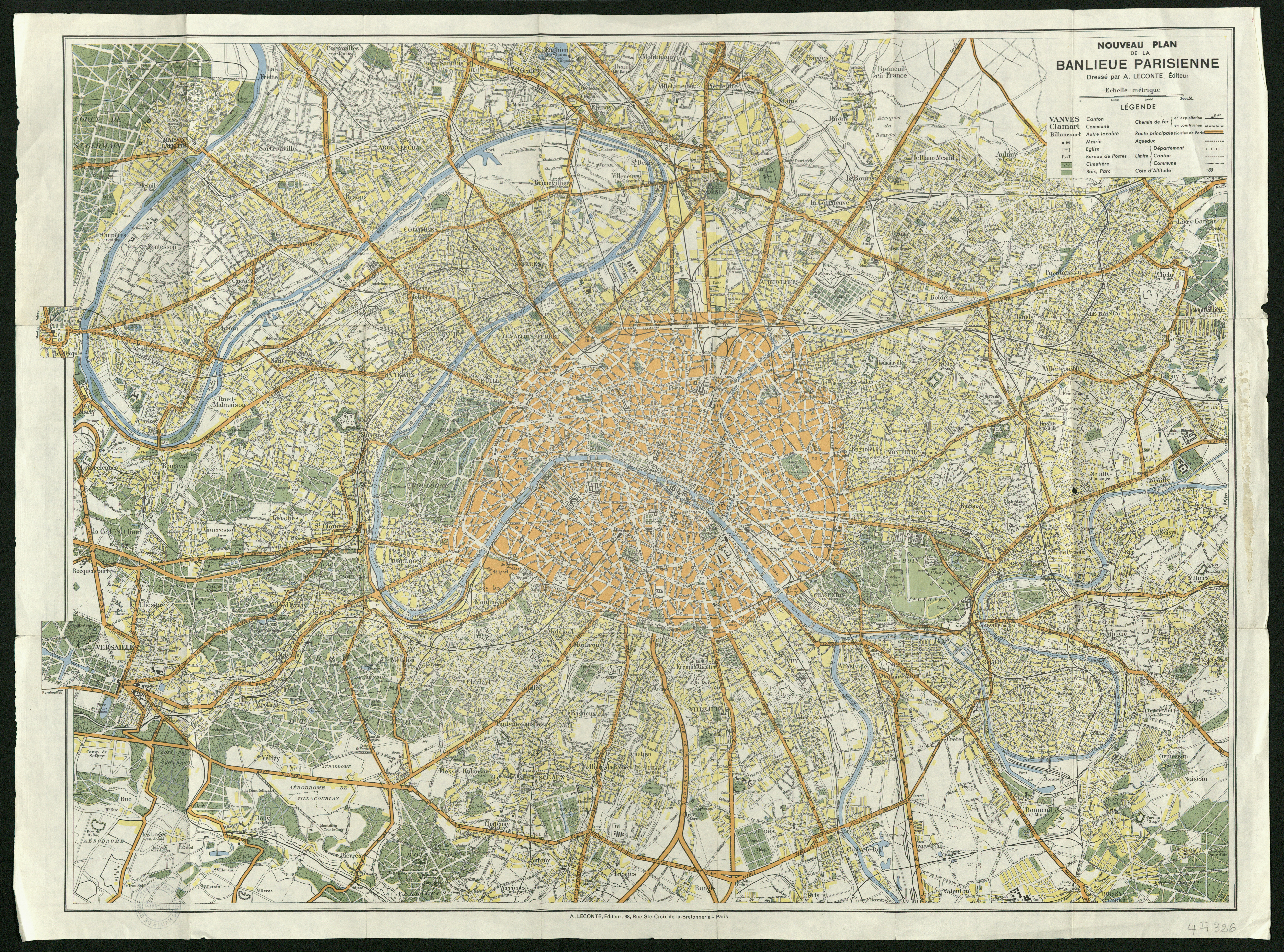Nouveau plan de la région parisienne. [ca 1960]. Au verso : plan de Paris